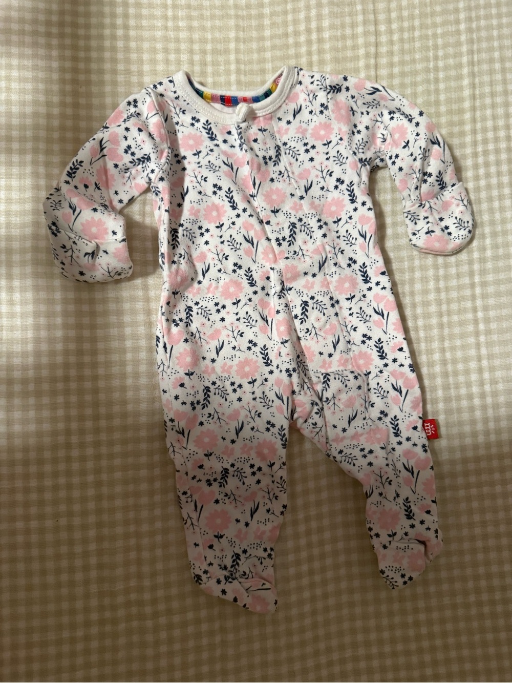 Magnetic Me Pink and Navy Floral Footed One-Piece